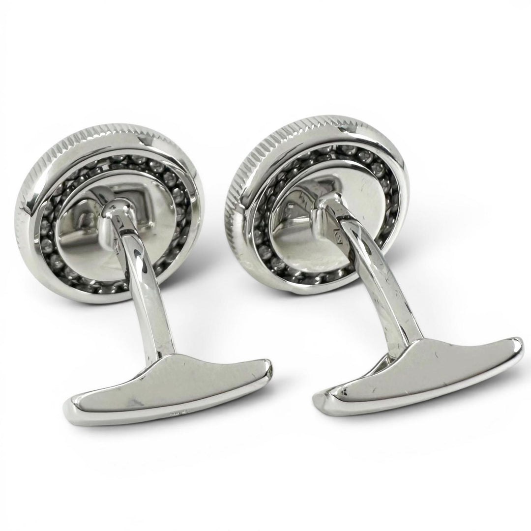 Excellent Dunhill Cufflinks cufflinks Black Agate Circle Silver mens JNV3258K