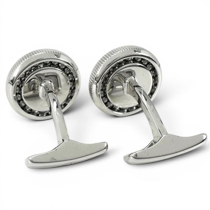 Excellent Dunhill Cufflinks cufflinks Black Agate Circle Silver mens JNV3258K