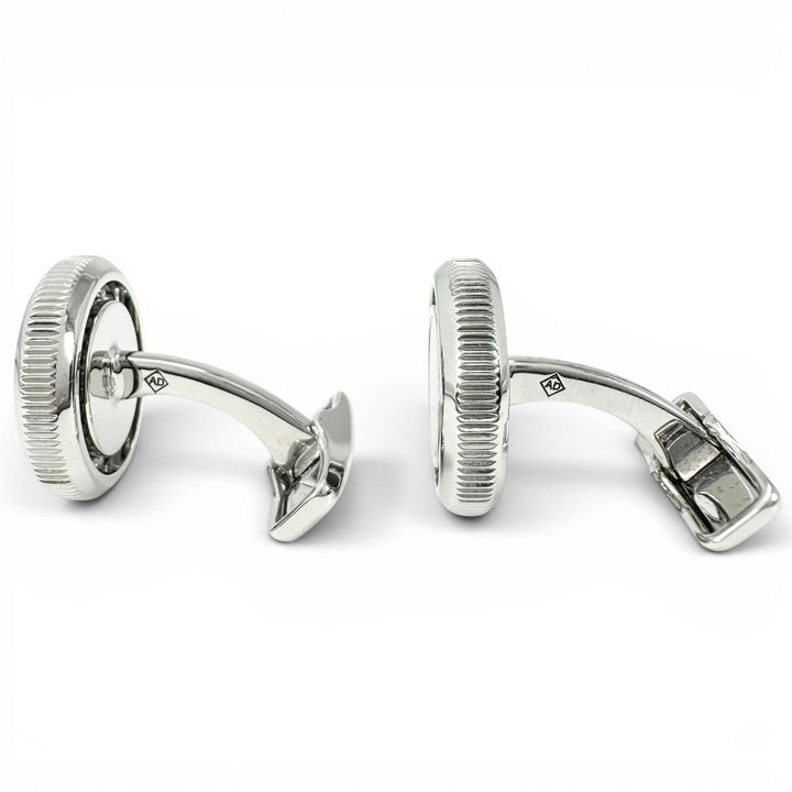 Excellent Dunhill Cufflinks cufflinks Black Agate Circle Silver mens JNV3258K