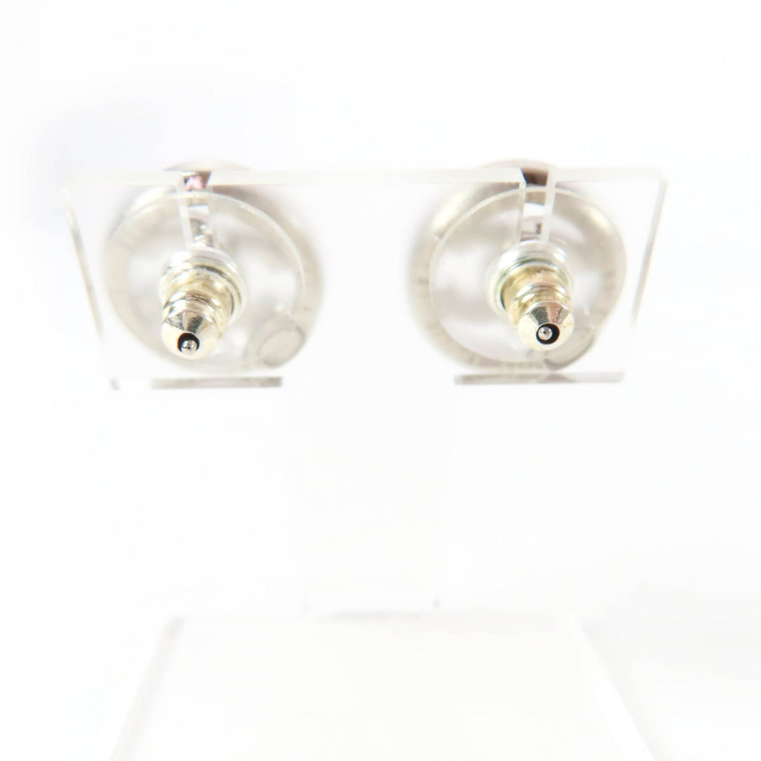 Excellent CHANEL Pierce COCO Mark rhinestone circle Silver metal AB9068 A22A