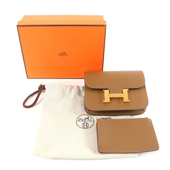 Pristine HERMES Coin case Constance Slim Wallet with coin case Epsom Leather
