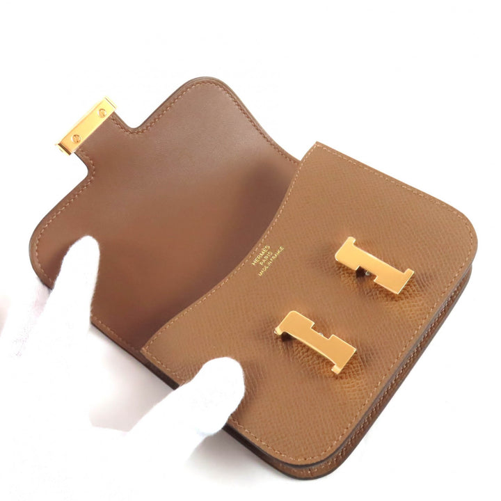 Pristine HERMES Coin case Constance Slim Wallet with coin case Epsom Leather
