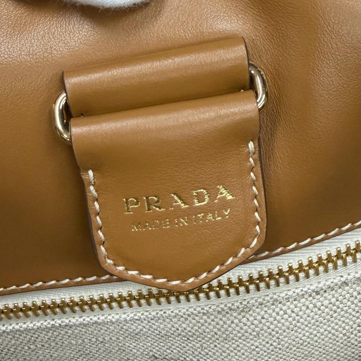 Pristine PRADA Tote Bag Triangle logo Brown canvas Women 1BG561