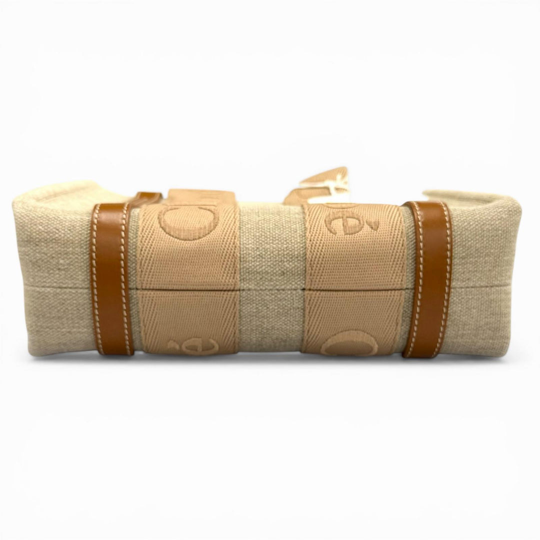 Excellent Chloe Handbag Woody Small Tote Bag Beige leather Women CHC23AS397L17