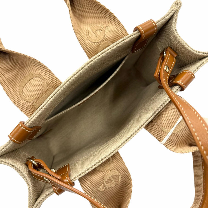Excellent Chloe Handbag Woody Small Tote Bag Beige leather Women CHC23AS397L17