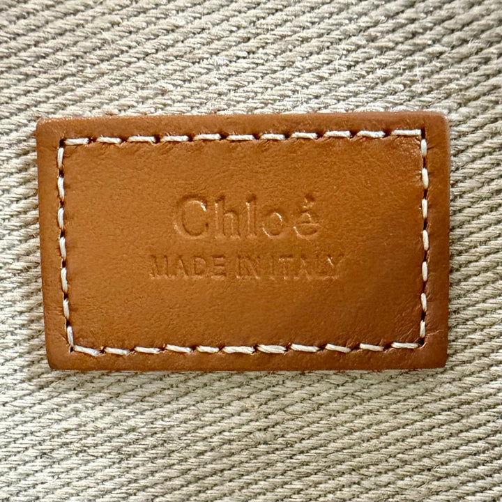 Excellent Chloe Handbag Woody Small Tote Bag Beige leather Women CHC23AS397L17