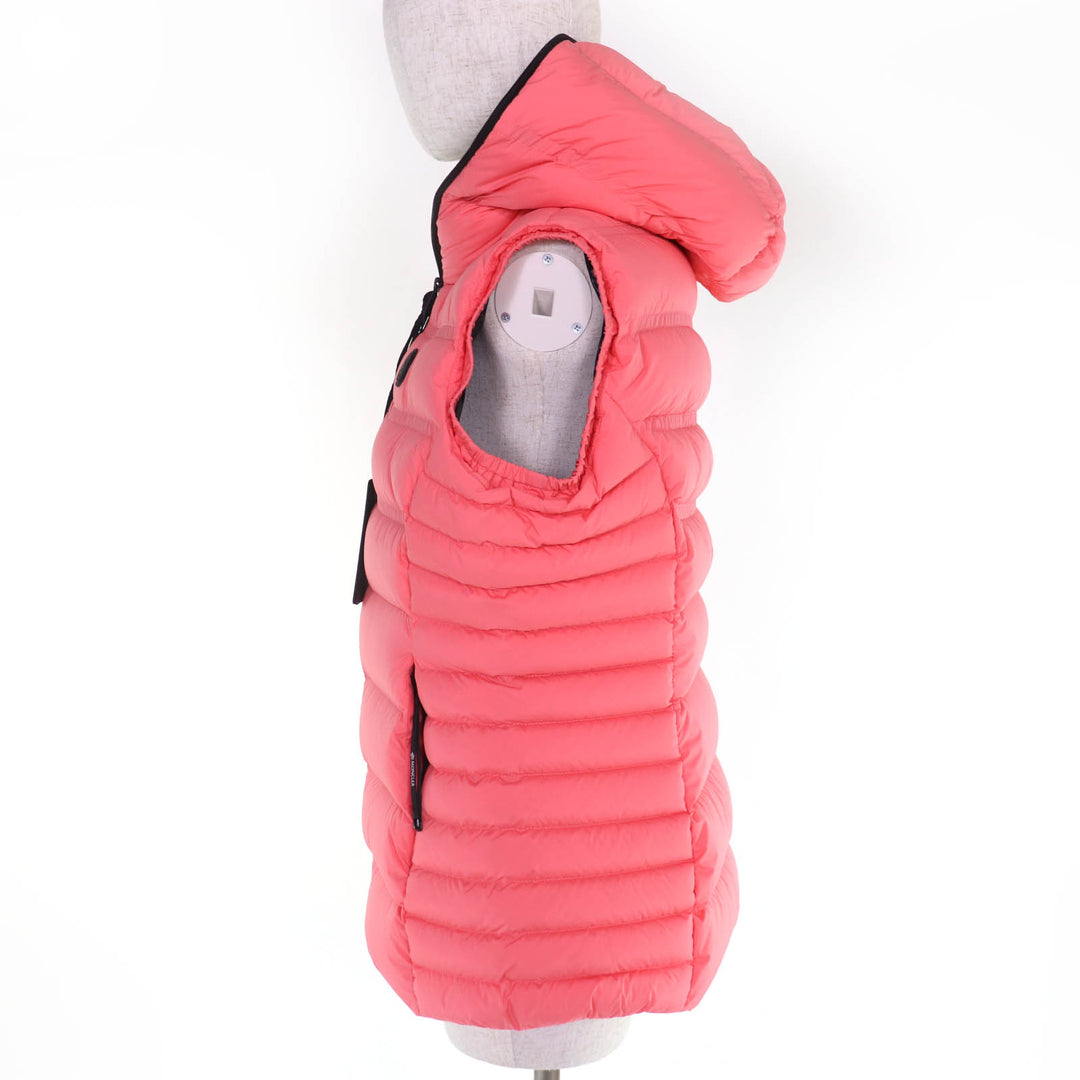 Pristine MONCLER Down vest ALITERSE Logo patch and hood Coral system Women 3
