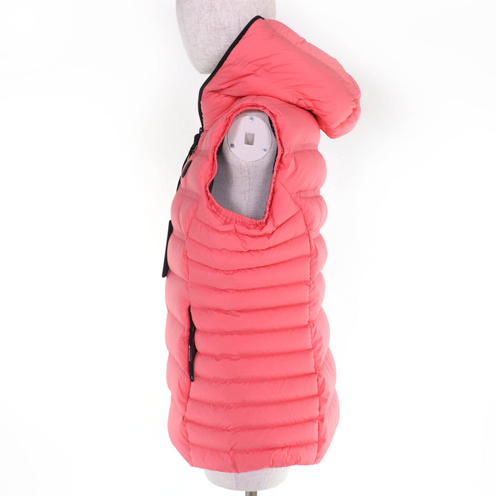 Pristine MONCLER Down vest ALITERSE Logo patch and hood Coral system Women 3