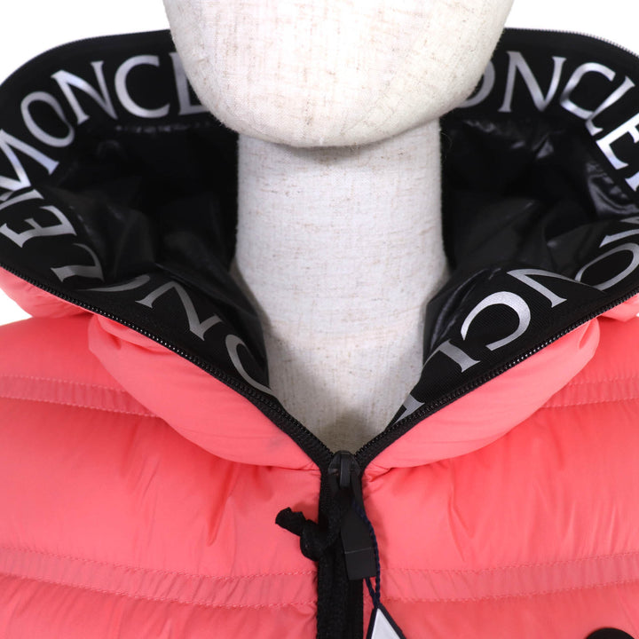 Pristine MONCLER Down vest ALITERSE Logo patch and hood Coral system Women 3