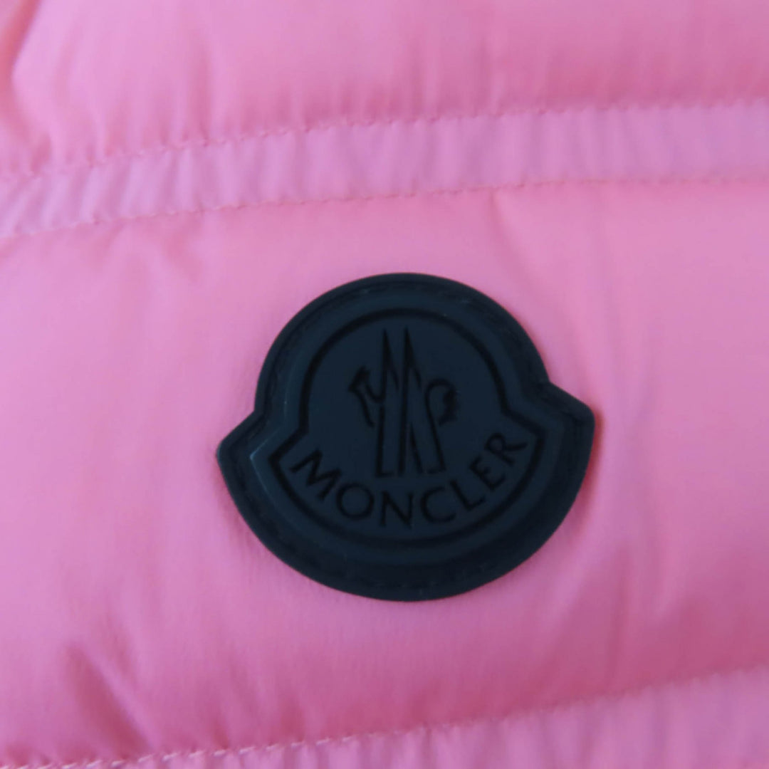 Pristine MONCLER Down vest ALITERSE Logo patch and hood Coral system Women 3