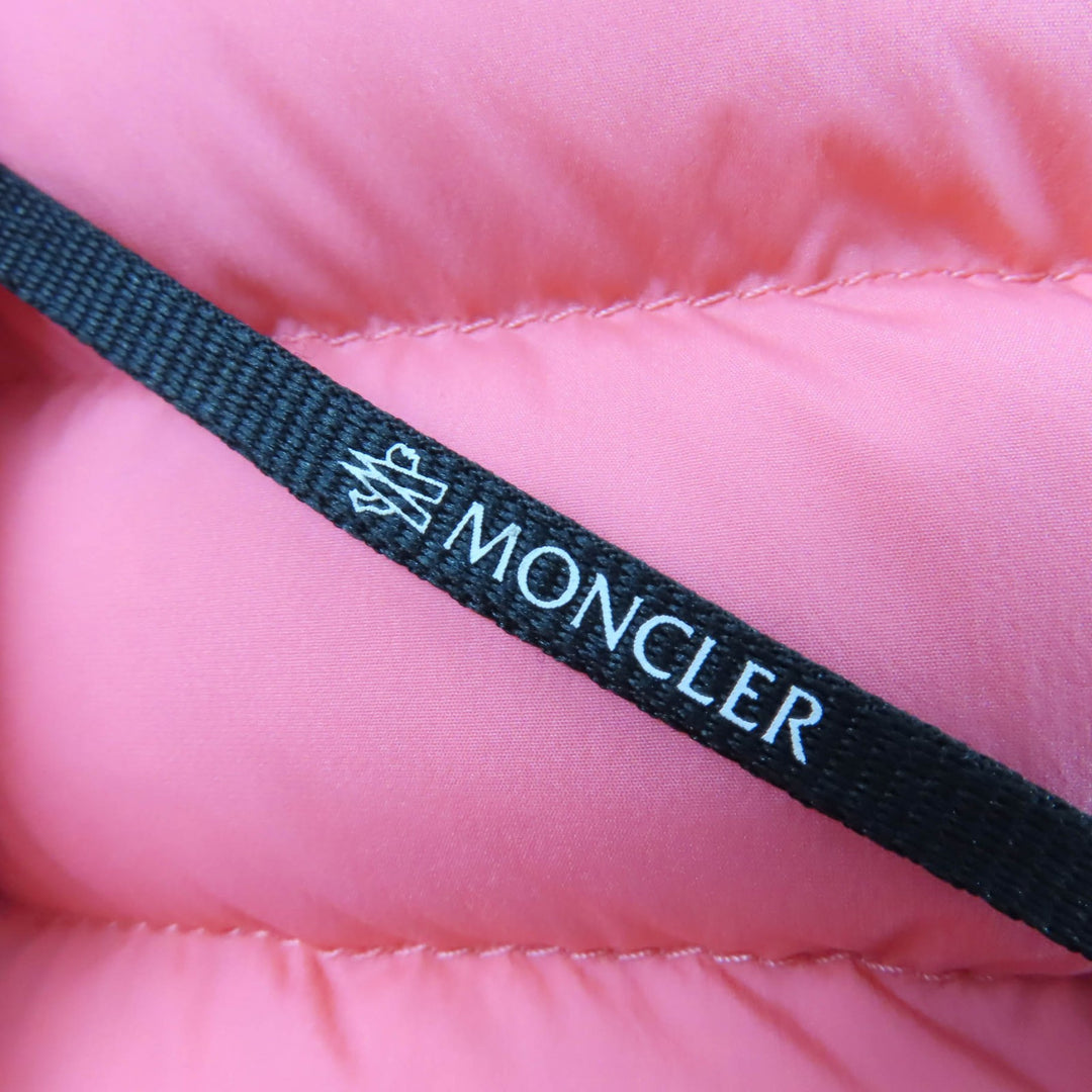 Pristine MONCLER Down vest ALITERSE Logo patch and hood Coral system Women 3