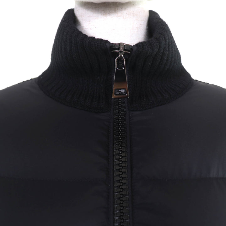 Great MONCLER Down jacket CARDIGAN Wool knit trim with logo patch black Women M