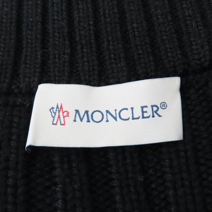 Great MONCLER Down jacket CARDIGAN Wool knit trim with logo patch black Women M