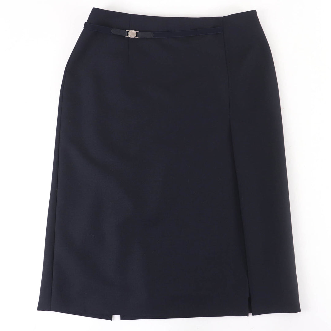 Excellent HERMES Tight Skirt Serie Metal Dark navy wool Women 40 4E0328DK