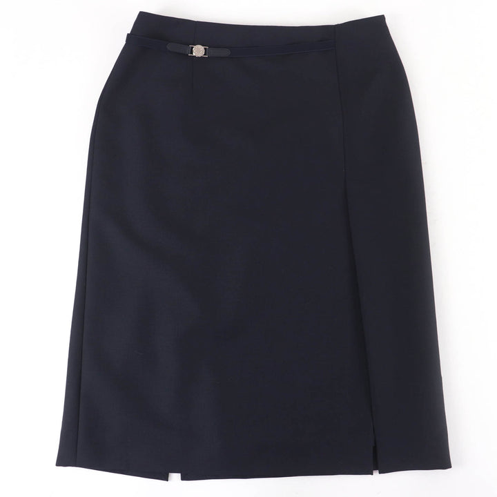 Excellent HERMES Tight Skirt Serie Metal Dark navy wool Women 40 4E0328DK