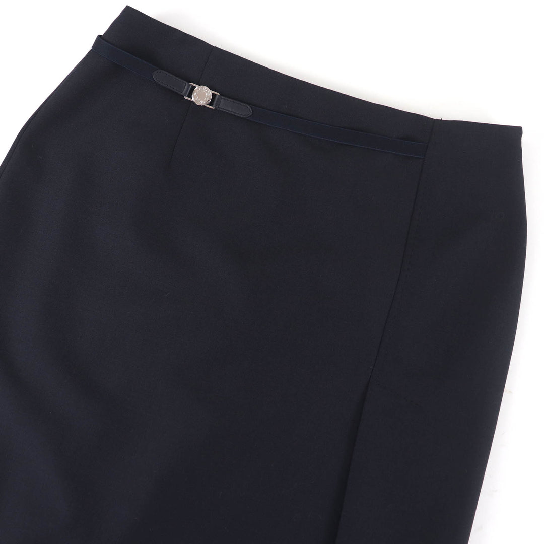 Excellent HERMES Tight Skirt Serie Metal Dark navy wool Women 40 4E0328DK