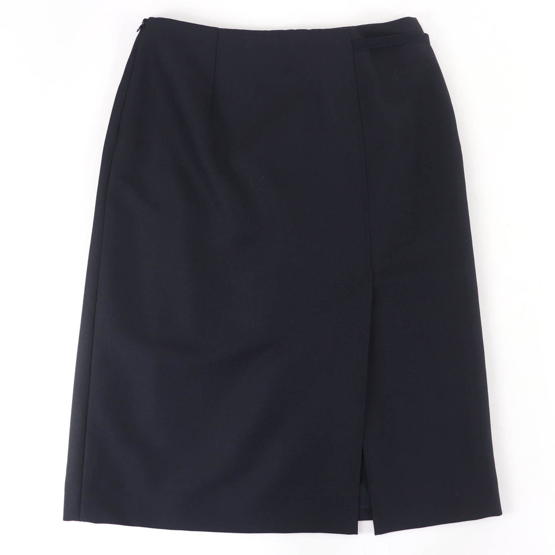 Excellent HERMES Tight Skirt Serie Metal Dark navy wool Women 40 4E0328DK