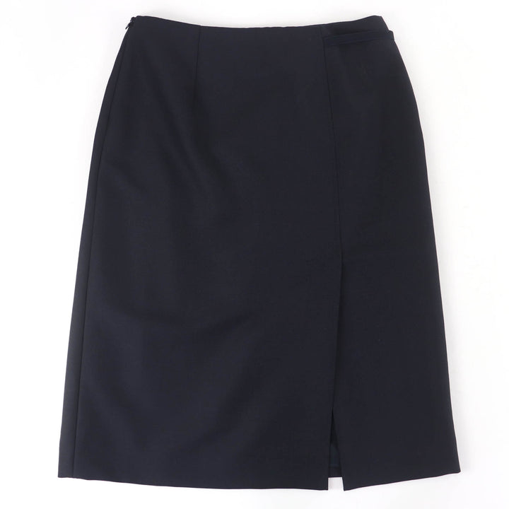 Excellent HERMES Tight Skirt Serie Metal Dark navy wool Women 40 4E0328DK