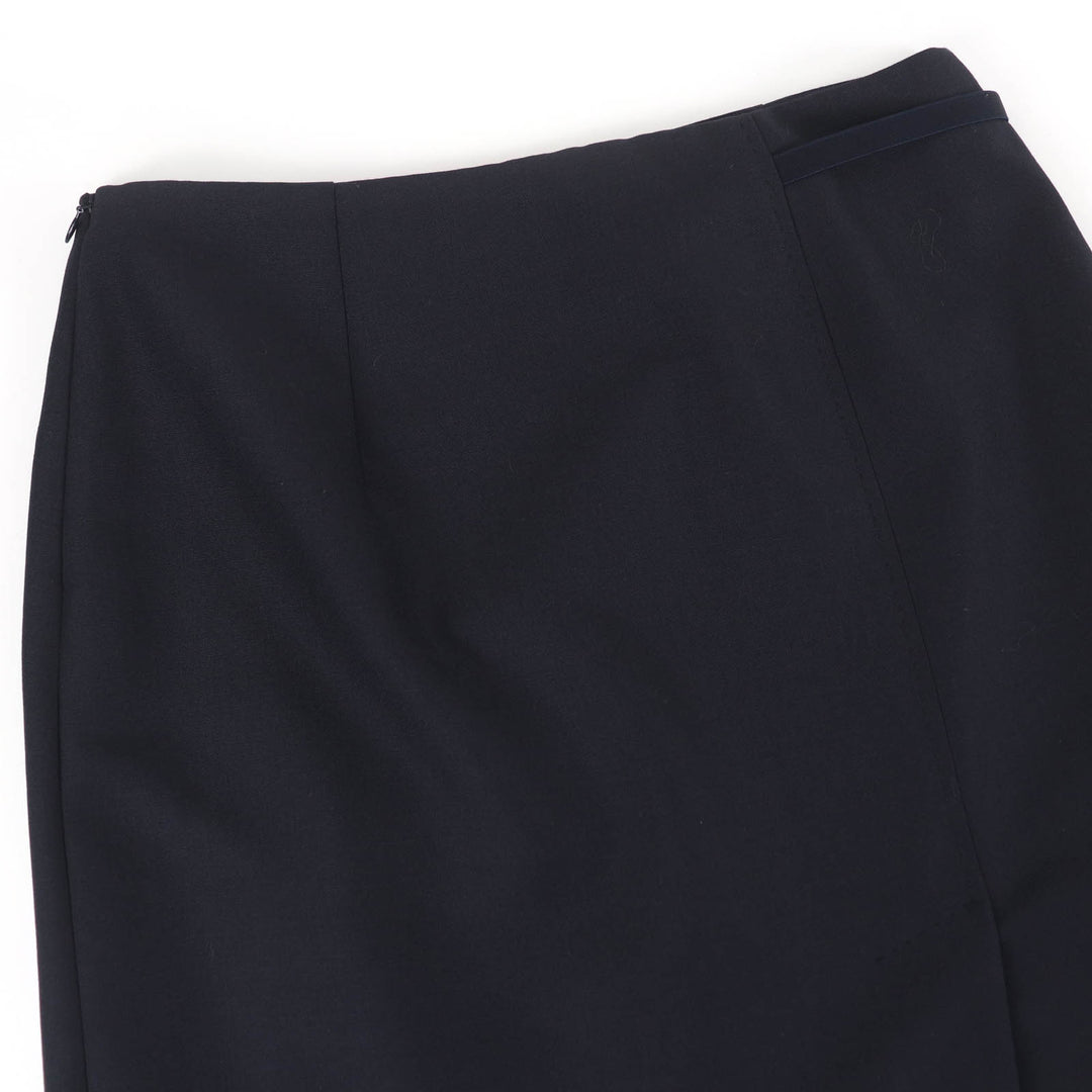 Excellent HERMES Tight Skirt Serie Metal Dark navy wool Women 40 4E0328DK