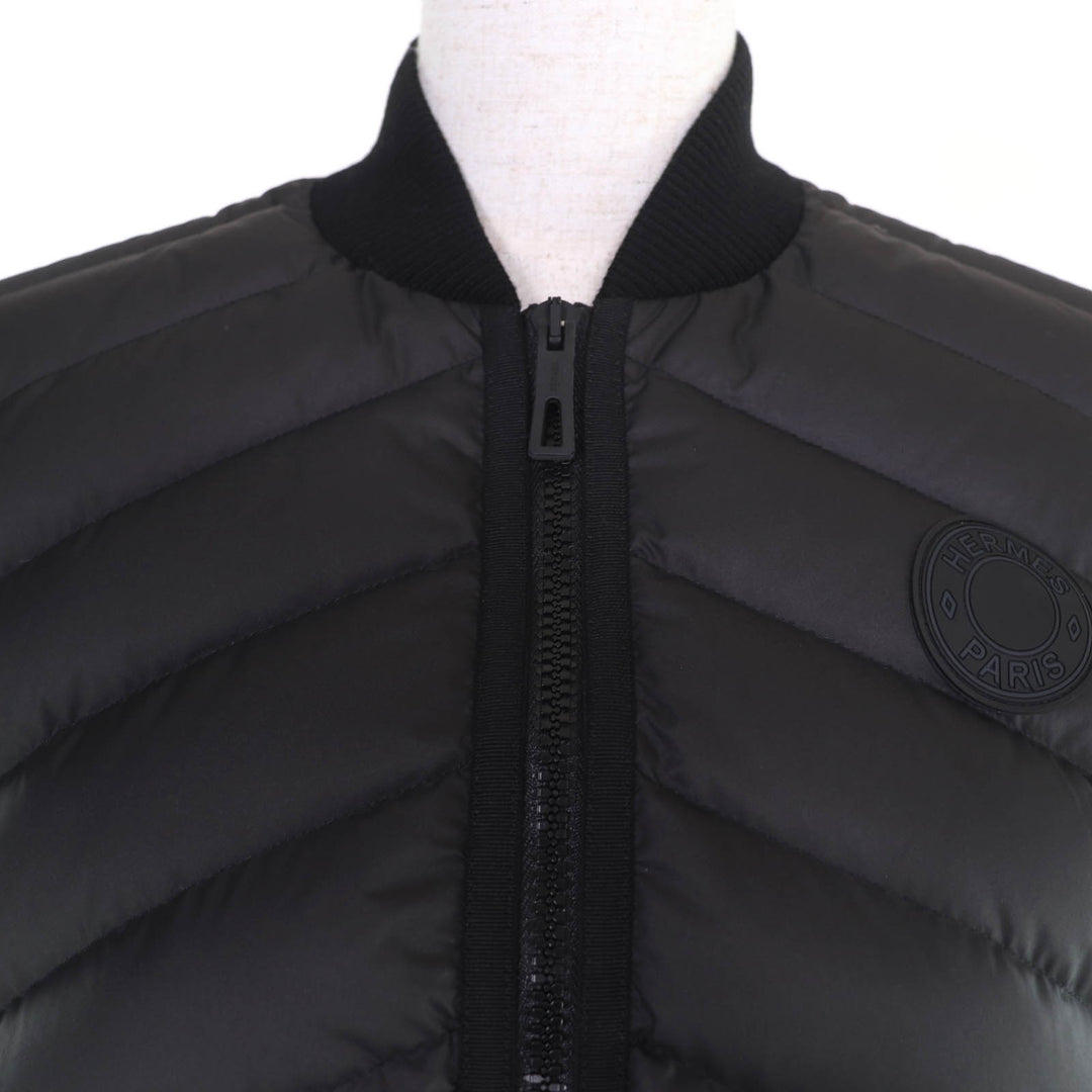 Excellent HERMES Down vest CLOU DE SELLE Logo patch black Women 38 3H0156DA
