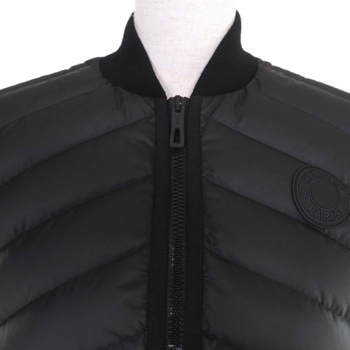 Excellent HERMES Down vest CLOU DE SELLE Logo patch black Women 38 3H0156DA