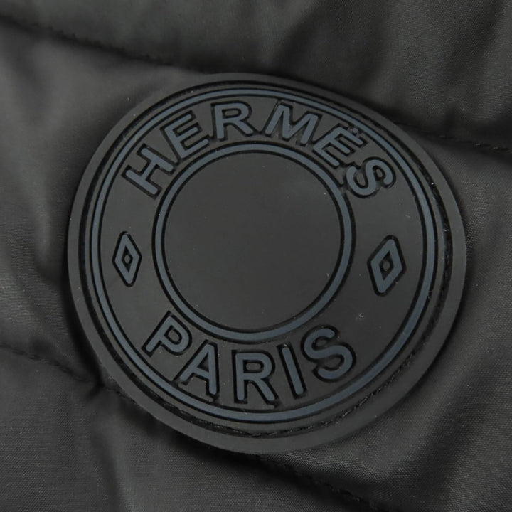 Excellent HERMES Down vest CLOU DE SELLE Logo patch black Women 38 3H0156DA