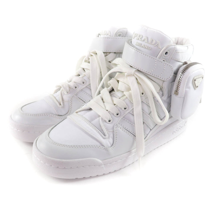 Excellent PRADA High cut sneakers Re-Nylon Triangle Plate leather 24 2TG193