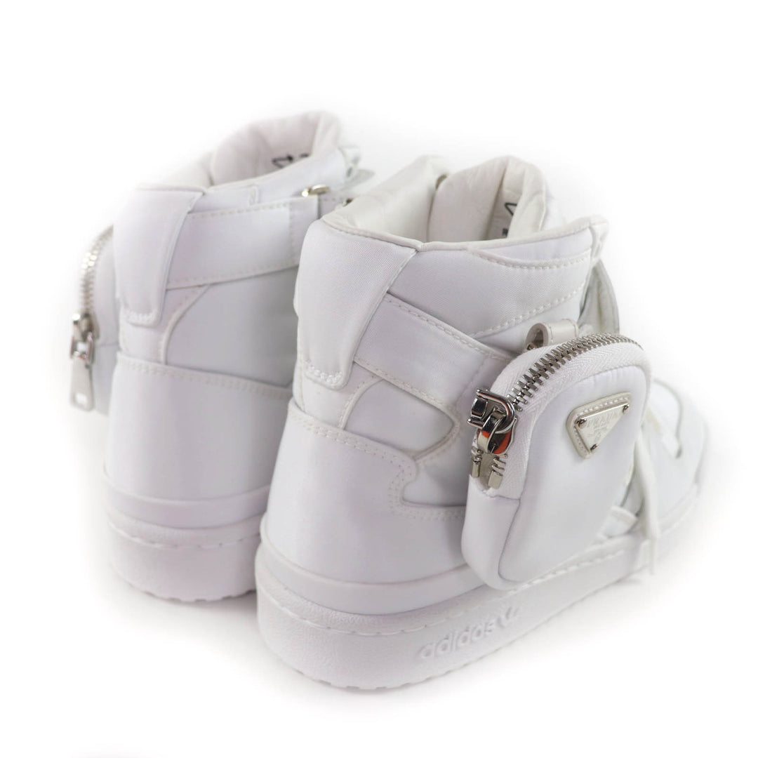 Excellent PRADA High cut sneakers Re-Nylon Triangle Plate leather 24 2TG193