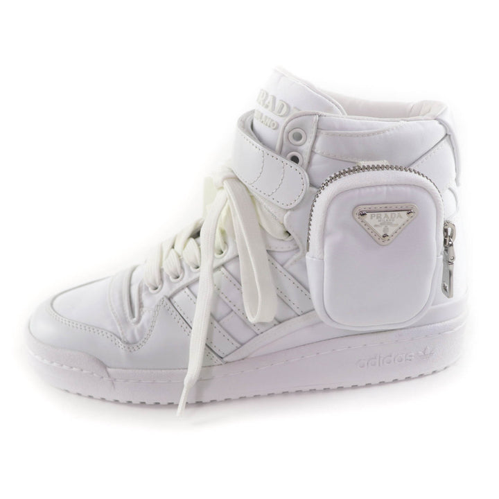Excellent PRADA High cut sneakers Re-Nylon Triangle Plate leather 24 2TG193
