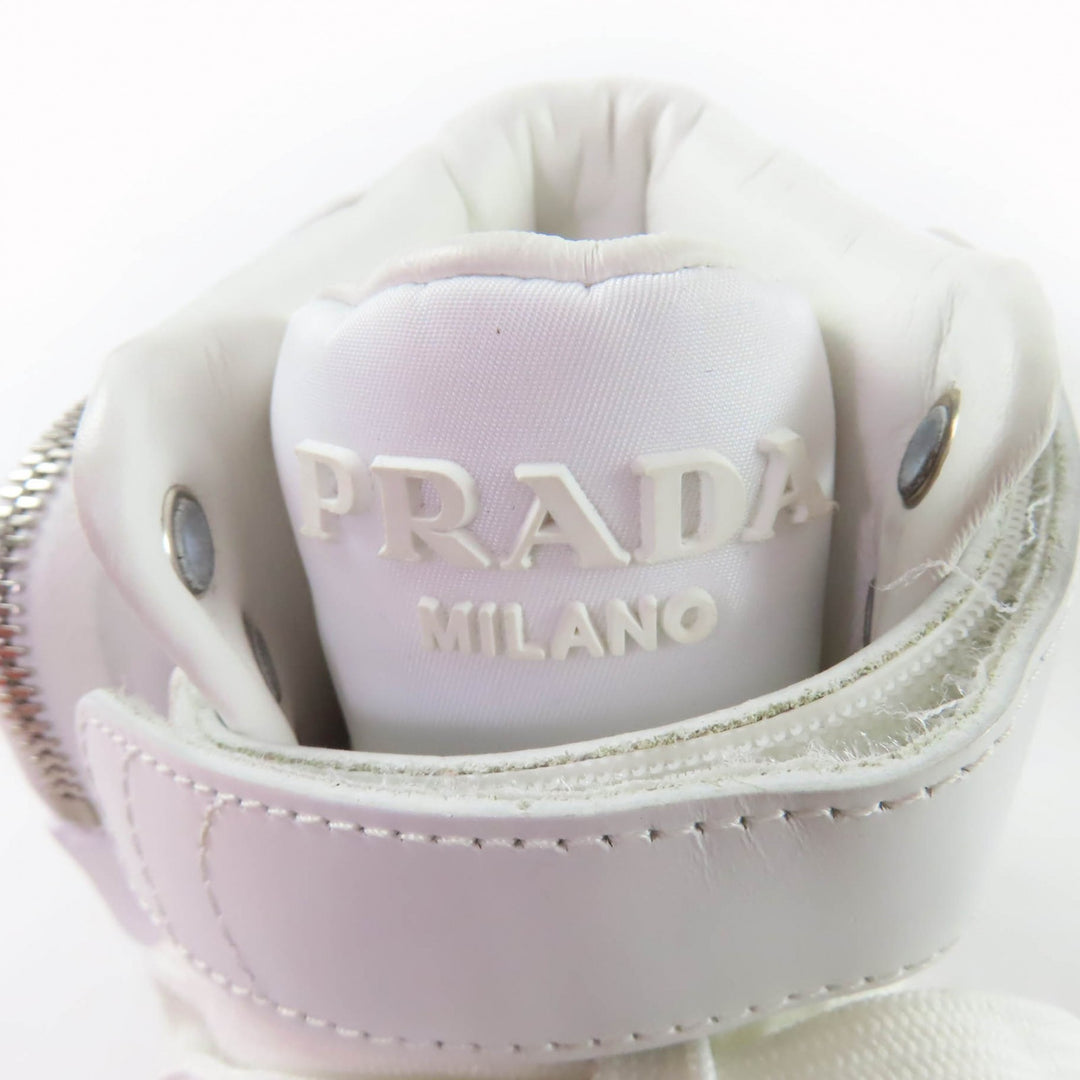 Excellent PRADA High cut sneakers Re-Nylon Triangle Plate leather 24 2TG193