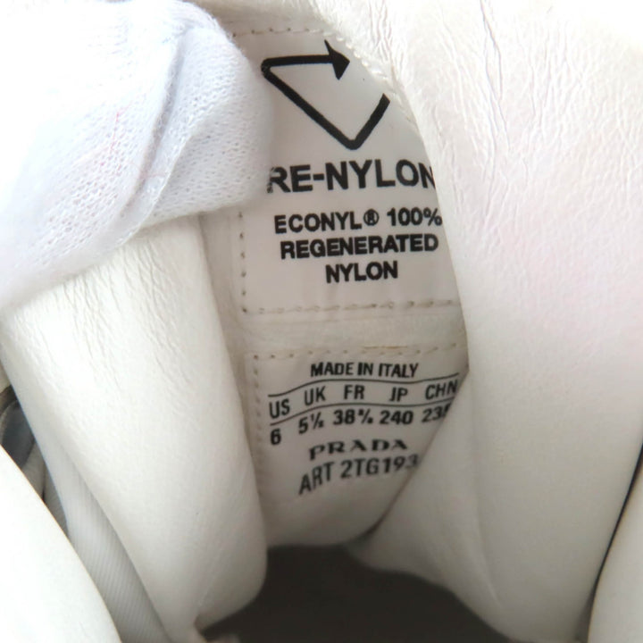 Excellent PRADA High cut sneakers Re-Nylon Triangle Plate leather 24 2TG193