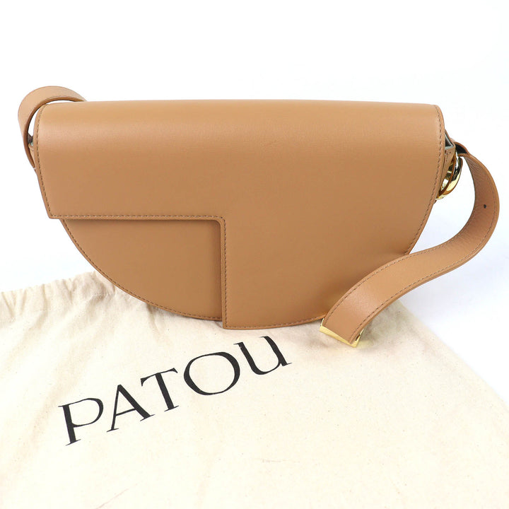 Excellent PATOU Le Patou Leather Bag Half-moon type sand BA0015004105C