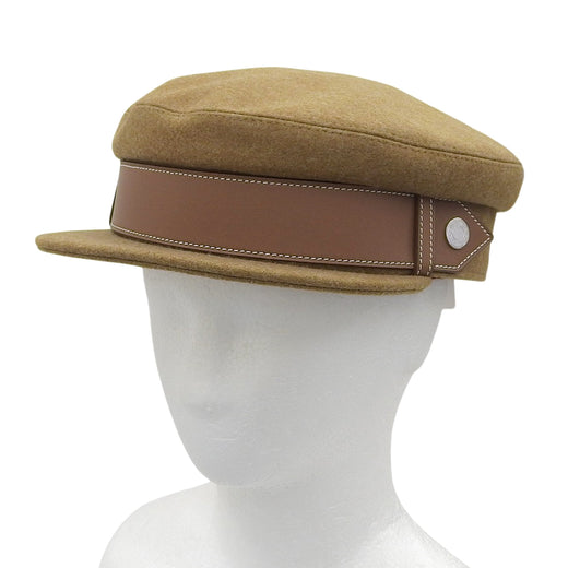 Pristine HERMES Casquette Saint-Malo With Serie Button Brown wool Women