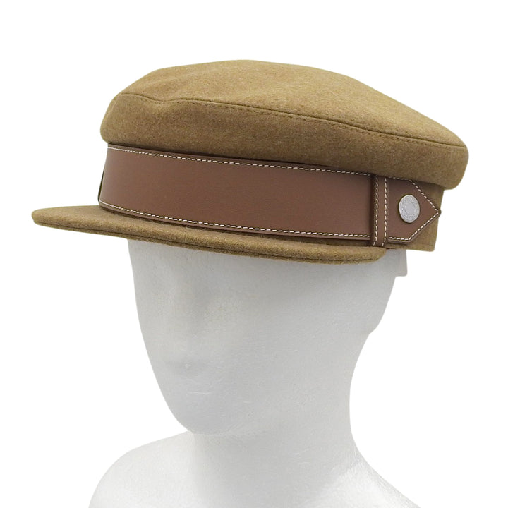 Pristine HERMES Casquette Saint-Malo With Serie Button Brown wool Women