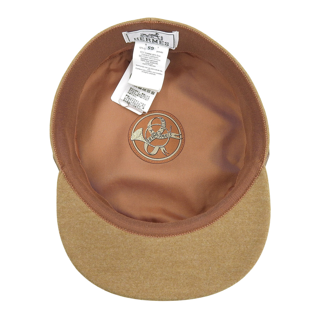 Pristine HERMES Casquette Saint-Malo With Serie Button Brown wool Women