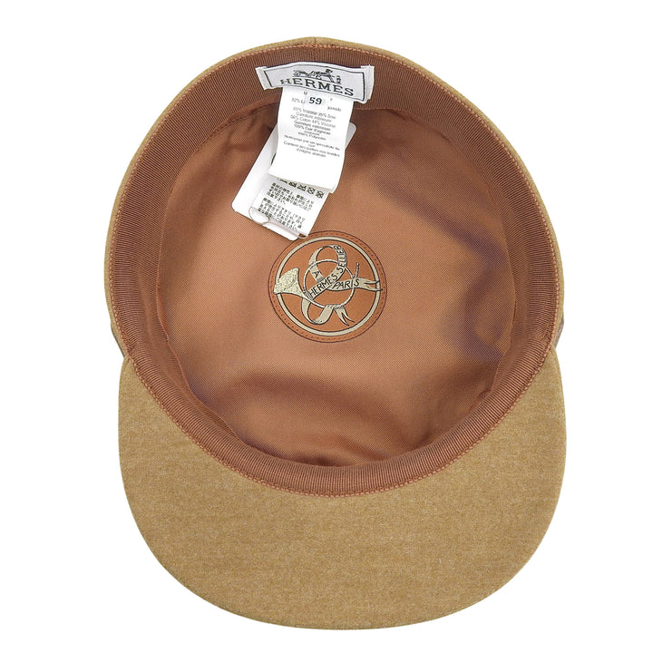Pristine HERMES Casquette Saint-Malo With Serie Button Brown wool Women