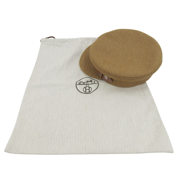 Pristine HERMES Casquette Saint-Malo With Serie Button Brown wool Women