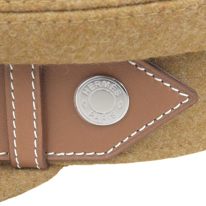 Pristine HERMES Casquette Saint-Malo With Serie Button Brown wool Women