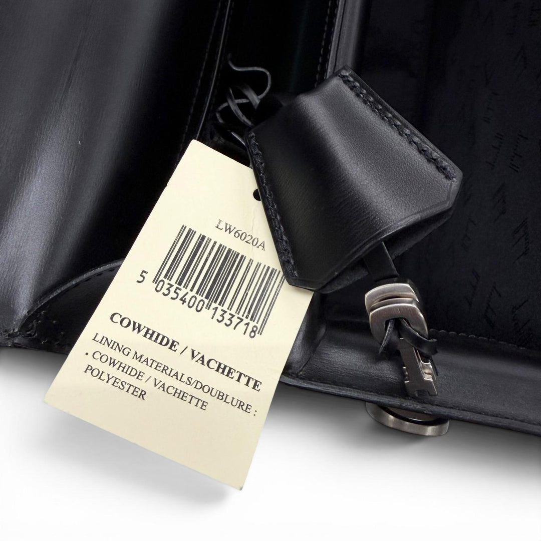 Excellent Dunhill Business bag Keyed 2-way pilot case black Cowhide leather mens