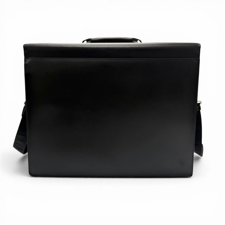 Excellent Dunhill Business bag Keyed 2-way pilot case black Cowhide leather mens