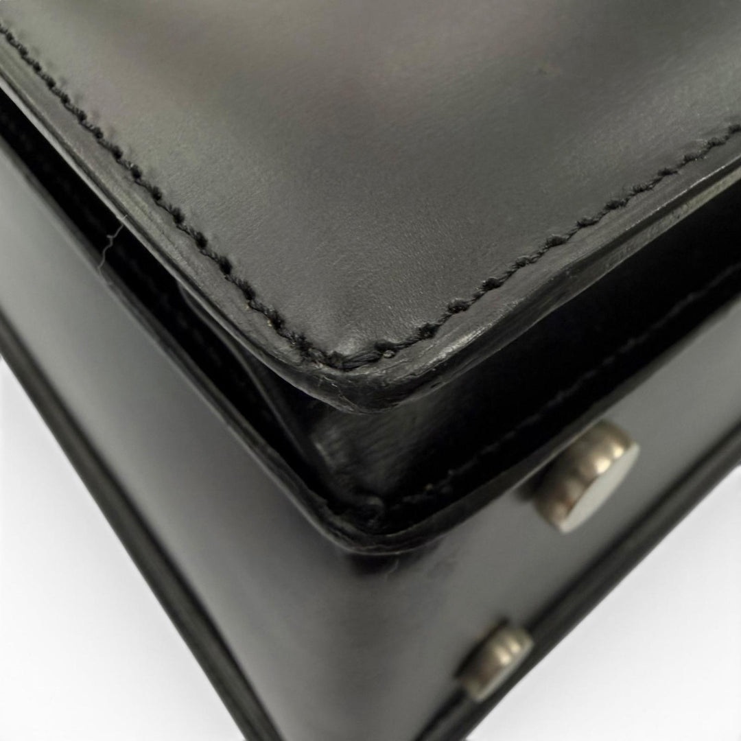 Excellent Dunhill Business bag Keyed 2-way pilot case black Cowhide leather mens
