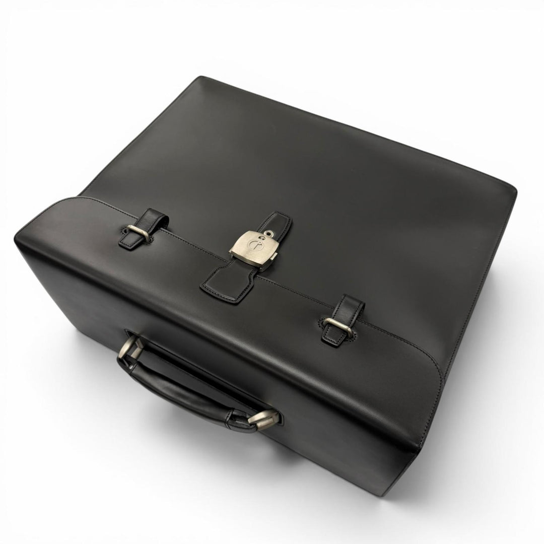 Excellent Dunhill Business bag Keyed 2-way pilot case black Cowhide leather mens