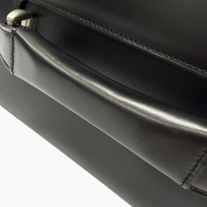 Excellent Dunhill Business bag Keyed 2-way pilot case black Cowhide leather mens