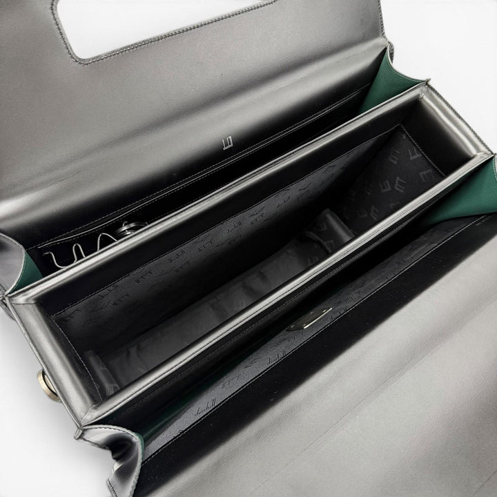 Excellent Dunhill Business bag Keyed 2-way pilot case black Cowhide leather mens