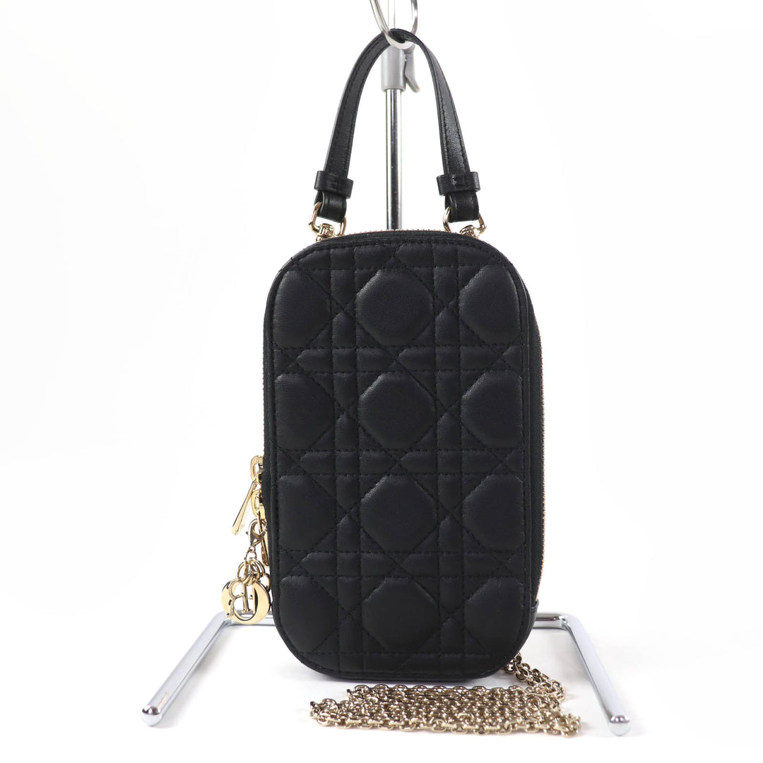 Excellent Christian Dior Lady Dior Call'in Dior phone holder Cannage Lambskin