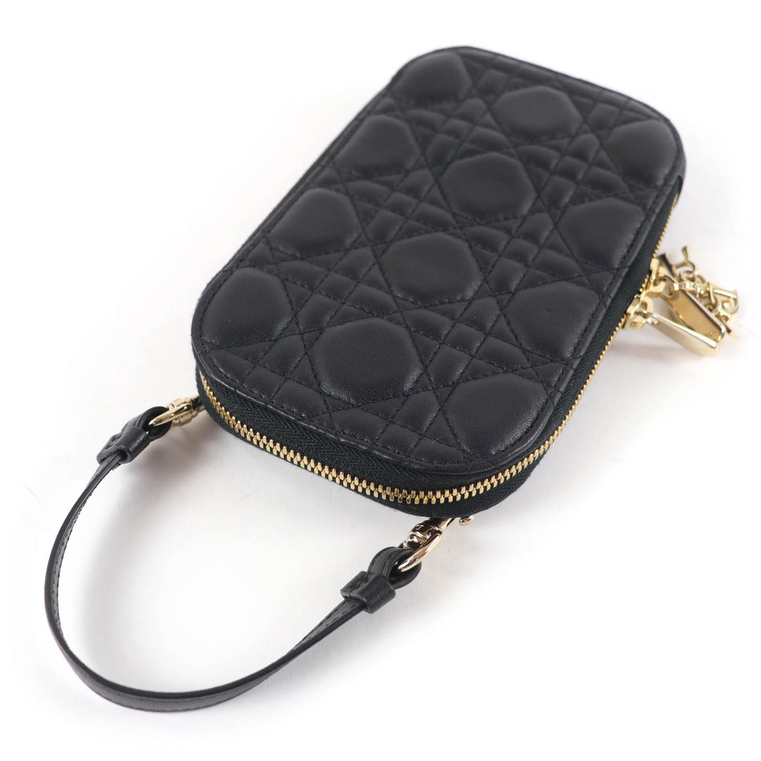 Excellent Christian Dior Lady Dior Call'in Dior phone holder Cannage Lambskin