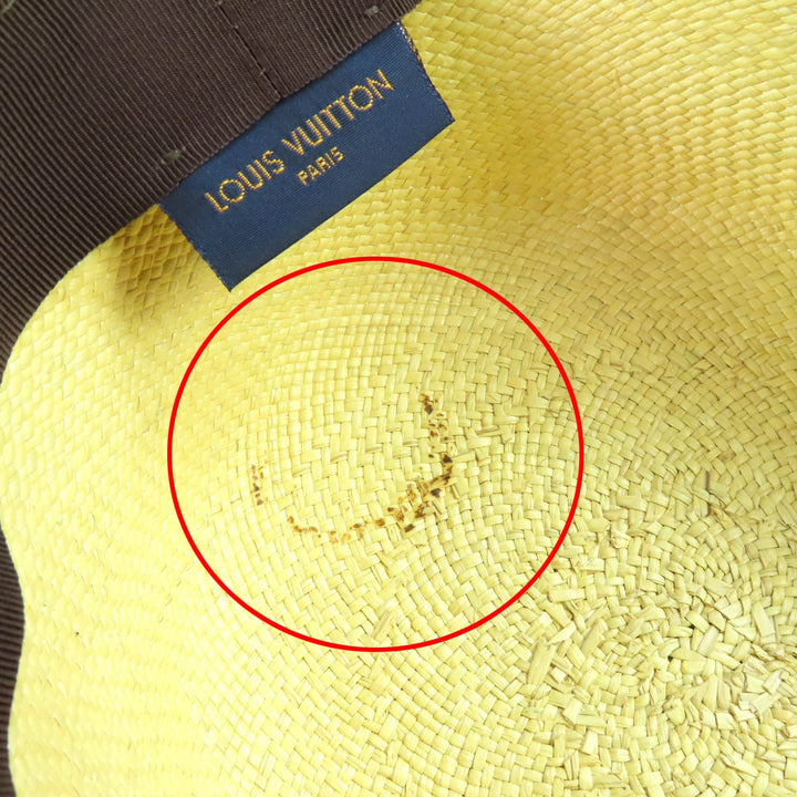 Excellent LOUIS VUITTON hat Chapo summer time Monogram leather straw hat M76253