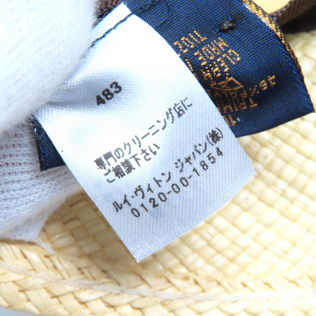 Excellent LOUIS VUITTON hat Chapo summer time Monogram leather straw hat M76253