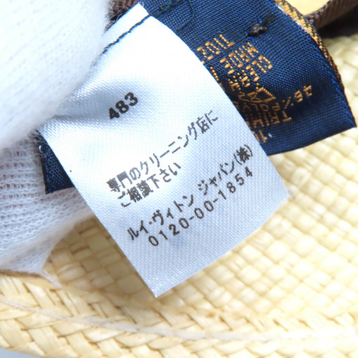 Excellent LOUIS VUITTON hat Chapo summer time Monogram leather straw hat M76253