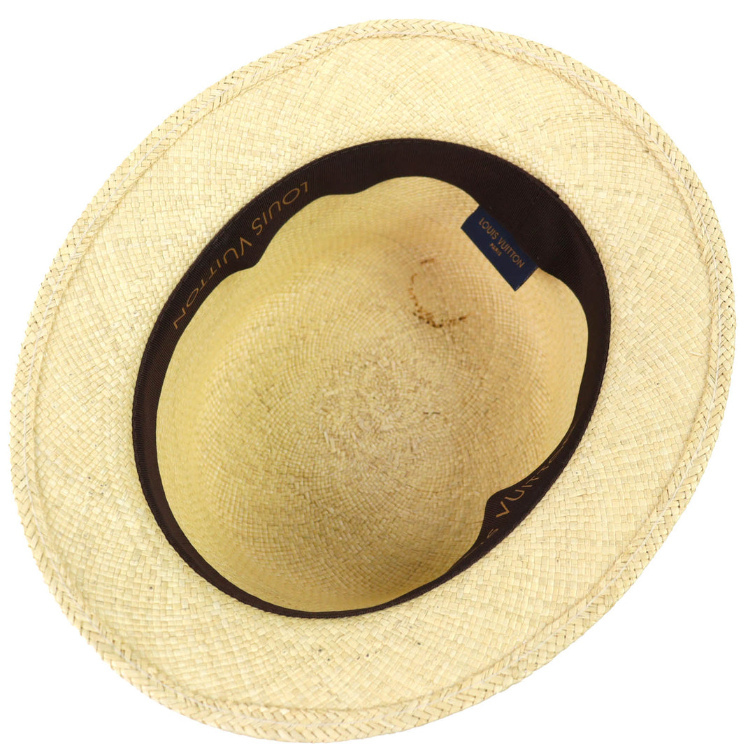 Excellent LOUIS VUITTON hat Chapo summer time Monogram leather straw hat M76253